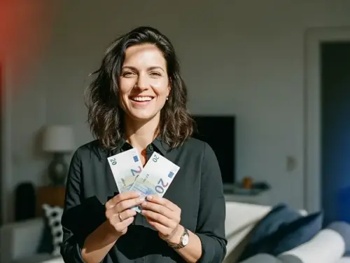Frau mit Neukundenbonus