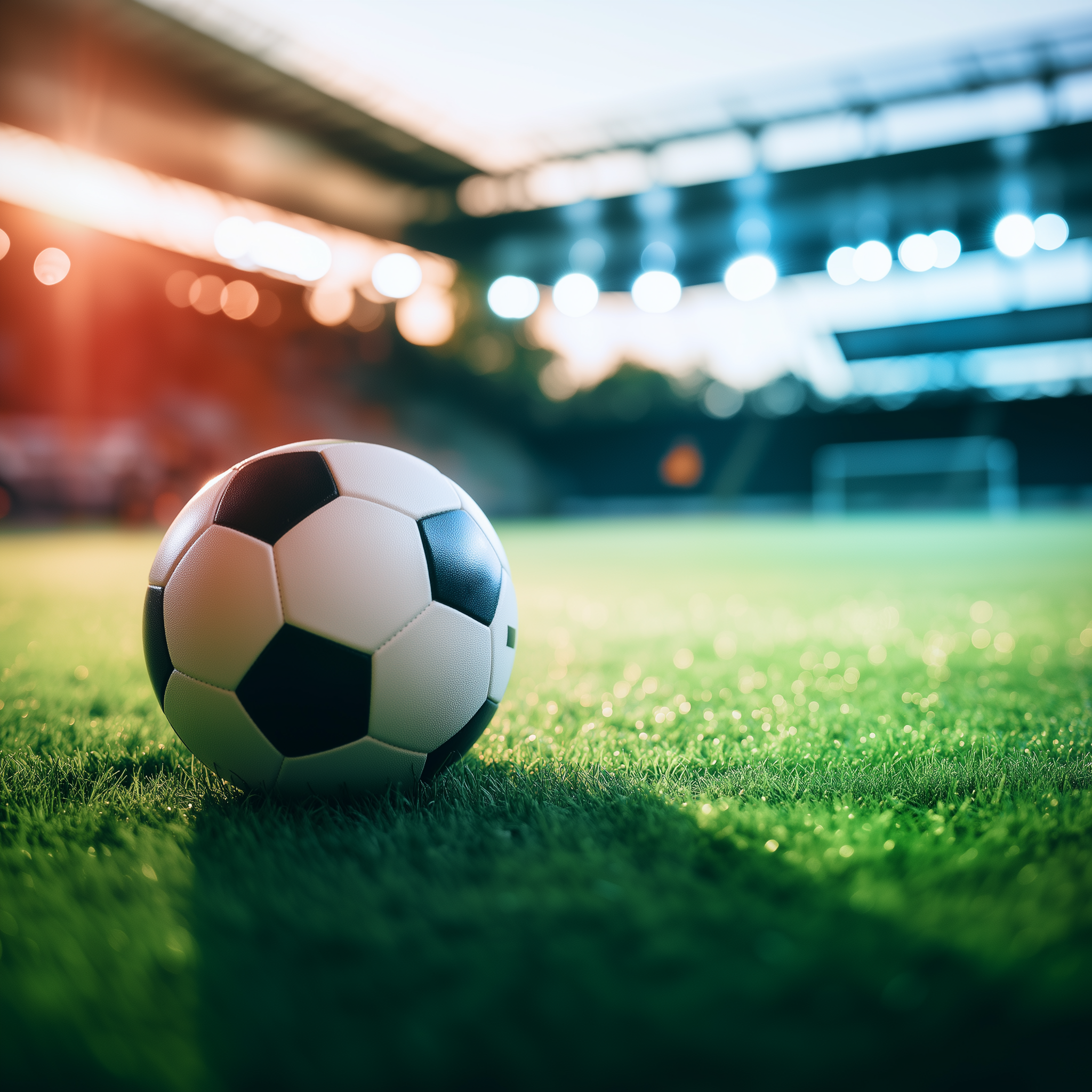 Fussball auf dem Platz eines Fussballstadions
