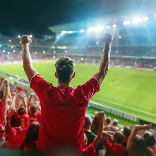 Jubelnder Fan im Stadion
